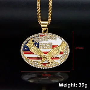 Detail view of the eagle pendant with dimensions 38mm height and 50mm width