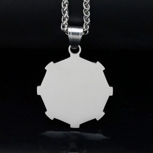 Hip hop silver octagonal gear pendant necklace with custom engraving blank surface