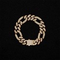 Bracciale cubano dorato da uomo stile hip hop con cristalli e chiusura quadra