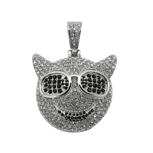Colgante de diablillo hip-hop con gafas de sol negras y pavé de cristales brillantes