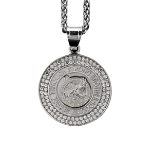316L stainless steel Philippine Eagles pendant with crystal inlay on a pearl chain
