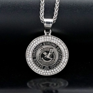 316L stainless steel medallion necklace featuring Philippine Eagles emblem with crystals