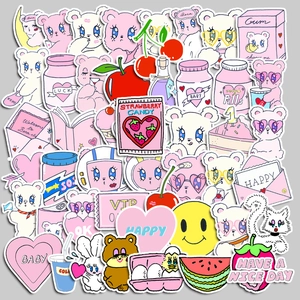 Cute Cartoon Bear Stickers Waterproof PVC DIY Decorative Decals For Luggage Laptop Scrapbook Stationery Stickers Gift For Kids Teens