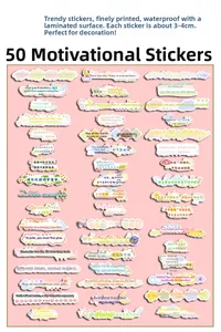 Waterproof motivational stickers in macaron colors, 3-4cm size with protective film