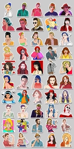 50 pieces of waterproof pop art girl stickers for suitcases and laptops in comic style