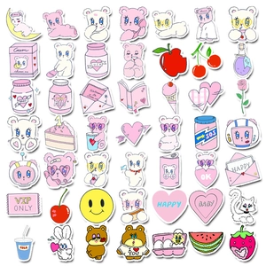 Set of 50 cute cartoon animal and fruit waterproof stickers for laptops and suitcases