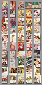 Detailliertes Rasterlayout von wasserfesten Vintage-Aufklebern und Retro-Postern