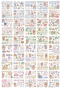 Overview of 40 cartoon bear and rabbit waterproof stickers for scrapbooking and laptops