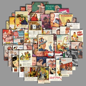 Set mit 50 Vintage-Postern Aufkleber für Koffer und Laptops mit Retro-Kunstdesigns