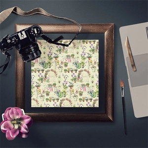 Macro shot of vintage pastoral scrapbooking paper with floral garden watercolor patterns