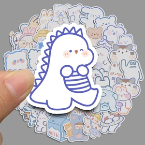 50 autocollants de lait aux bleuets mignons pour ordinateurs et scrapbooks étanches