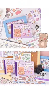 Detailed view of Happy Bear cartoon stickers with cute hand-drawn illustrations