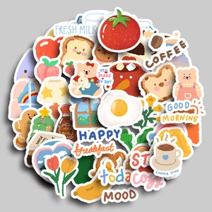 50pcs cute cartoon bear and food stickers for DIY scrapbooking and laptop decoration