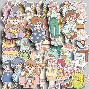 Süße Cartoon Mädchen Aufkleber Wasserdicht Macaron Farbe Dekorative Aufkleber Für Scrapbooking Journaling DIY Schreibwaren