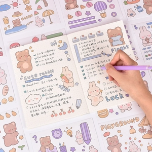 50 cute cartoon bear stickers set for scrapbooking, journals and waterproof diy decoration