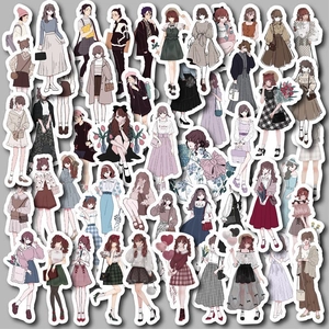 Autocollants Décoratifs de Filles d'Anime Mignons Personnages de Dessins Animés pour Scrapbook Journal Coque de Téléphone Bricolage Illustration