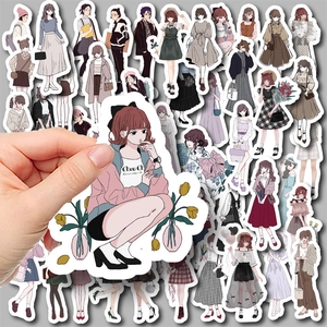 50 autocollants de filles mignonnes avec tenues saisonnières pour déco scrapbooking