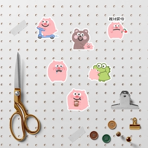 66pcs cute pink pig cartoon stickers for scrapbooking and waterproof journal decor