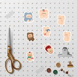 Set of 8 cute cartoon bear waterproof stickers for journal, phone case and DIY decoration