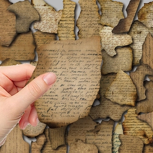 40 vintage burnt edge stickers with retro handwriting for journal scrapbooking
