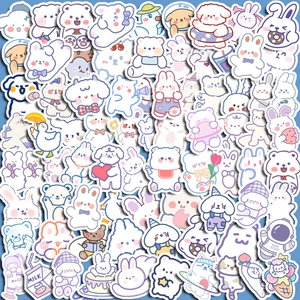 Cute Cartoon Bear Rabbit Animal Stickers Waterproof PVC Self Adhesive Decor For Water Cup Phone Case Scrapbooking Women Kids