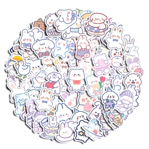 Kawaii cartoon animal stickers with bear and rabbit designs for journals and phone cases