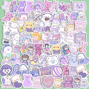 Simpatici Adesivi per Cartoni Animati Orso Coniglio Serie Viola Impermeabile Fai-da-te Scrapbooking Per Bottiglia d'Acqua Telefono