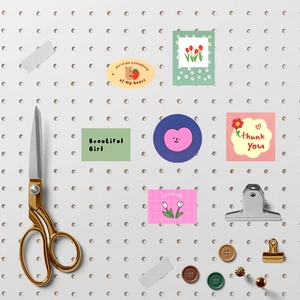 Cute Korean style waterproof DIY stickers featuring bears and tulips in pastel tones