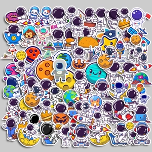 Cute Cartoon Astronaut Space Theme PVC Waterproof Stickers For Laptop Water Bottle Suitcase Phone Case Decorative Decals