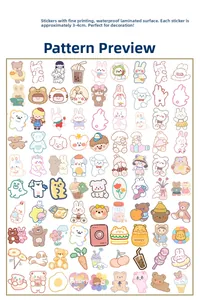 Waterproof cartoon bear and rabbit stickers set for laptop and cup decoration