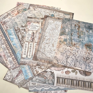 Vintage ballet theme junk journal scrapbook paper with floral and musical patterns