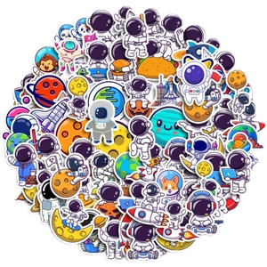 Waterproof cartoon astronaut sticker set for luggage and laptop decoration