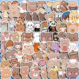 Cute Cartoon Bear Panda Stickers For DIY Scrapbooking Journal Decoration Ins Style Waterproof PVC Decals Stationery Set