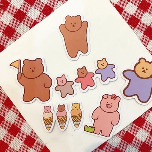 Lot de 100 autocollants mignons d'ours et d'animaux pour décoration de journal et DIY