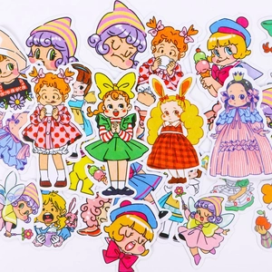 30 Sheets Retro Japanese Cartoon Girl Stickers Cute DIY Decoration Scrapbook Stickers For Journal Phone Case Stationery