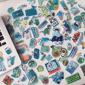Cute Cartoon Scrapbook Stickers Blue Series DIY Decorative Waterproof PVC Stickers For Journal Notebook Laptop Decoration