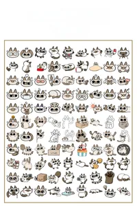 Waterproof cartoon Siamese cat stickers set with fine printing and 3-5cm PVC details