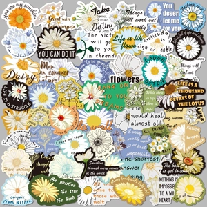 Daisy English Quotes Waterproof PVC Stickers For Laptop Suitcase Scrapbooking Journaling DIY Floral Decorative Decals