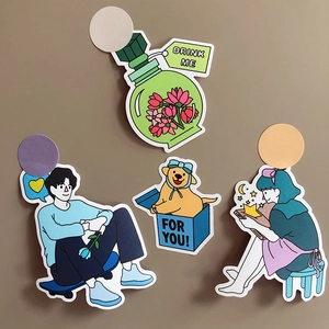 Cartoon DIY waterproof decorative stickers with cute illustrations for journals and planners