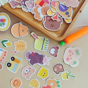 Set of 90 cute bear themed waterproof stickers for journals and scrapbooking