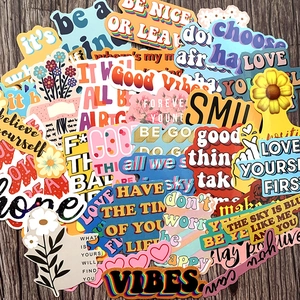 Colorful waterproof motivational stickers for car and laptop with positive quotes