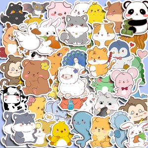 Cute Cartoon Animal Waterproof PVC Stickers For DIY Journal Scrapbook Water Bottle Laptop Decorative Stickers Collection