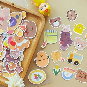 90pcs assorted cute cartoon bear stickers for scrapbooking and journal decoration