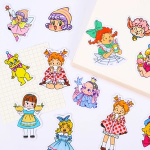 Retro Japanese anime girl stickers for scrapbooking and DIY journal decoration