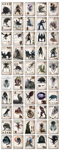 50 retro Cthulhu monster illustration cards for scrapbooking and DIY albums