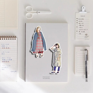 Cute cartoon girl stickers in stylish outfits for planners and creative journals