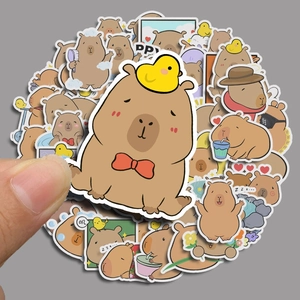Set of 50 cute waterproof capybara stickers featuring diverse cartoon animal designs