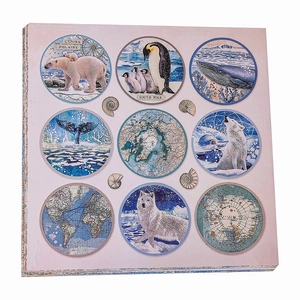 16-sheet polar-themed scrapbook paper set featuring arctic animals and maps for DIY crafts