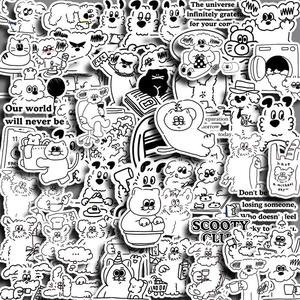 Waterproof Cartoon Puppy Dog Stickers Black White DIY Decals For Phone Case Cup Laptop Journal Scrapbook Stationery