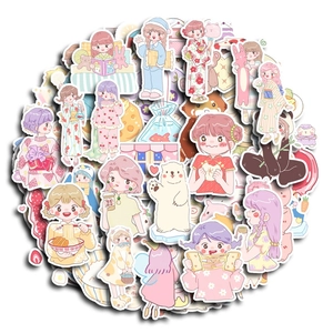 80pcs cute cartoon girl stickers set for journals and waterproof luggage decoration